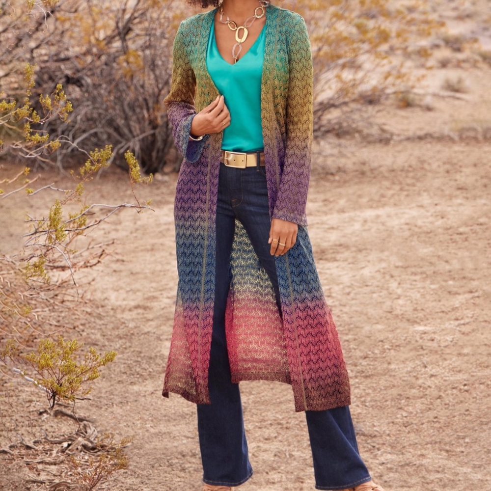 Patterned Lurex Sweater Duster